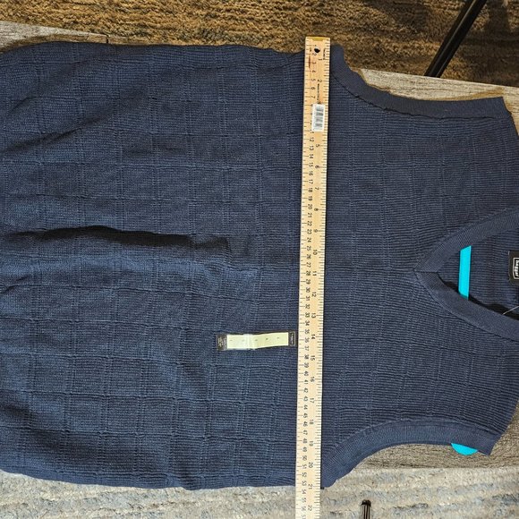 Haggar Golf Sweater Vest V-Neck Mens Large Navy Blue Patterned - Picture 6 of 6